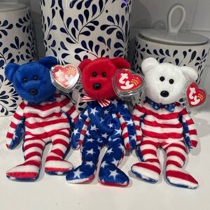 Patriotic Bear Trio Plush Set